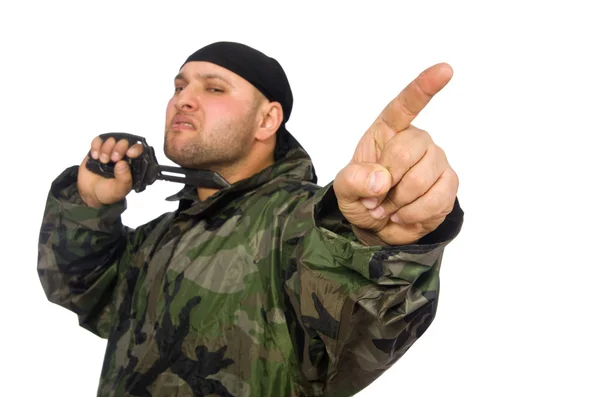 Joven con uniforme de soldado —  Fotos de Stock