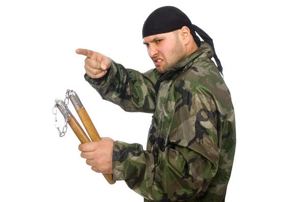 Joven con uniforme de soldado —  Fotos de Stock