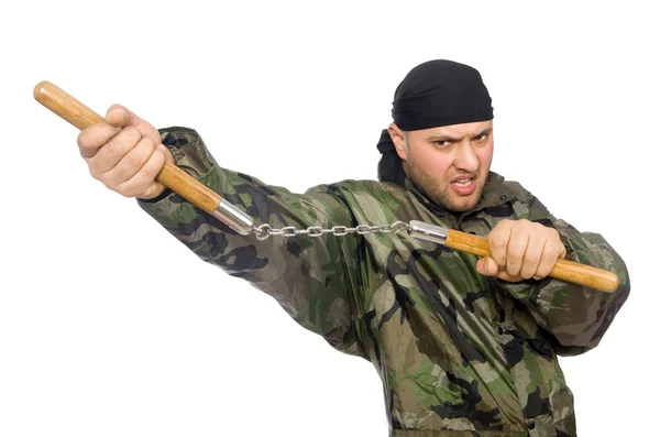 Joven con uniforme de soldado —  Fotos de Stock