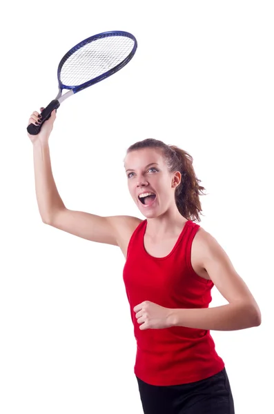 Kvinna som spelar tennis — Stockfoto