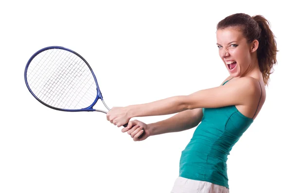 Femme jouant au tennis — Photo