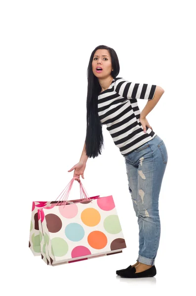 Donna con shopping bags — Foto Stock