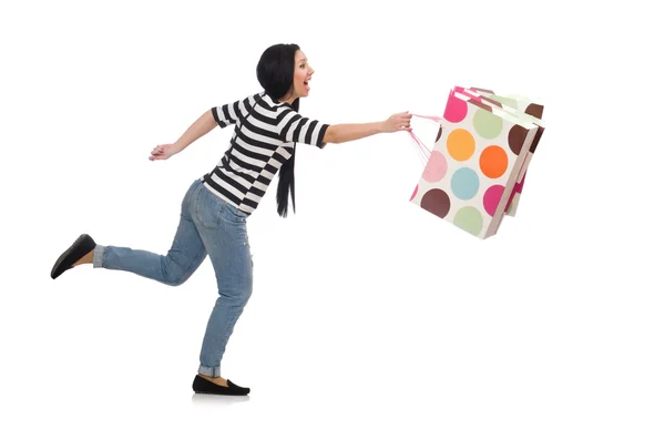 Femme avec sacs à provisions — Photo