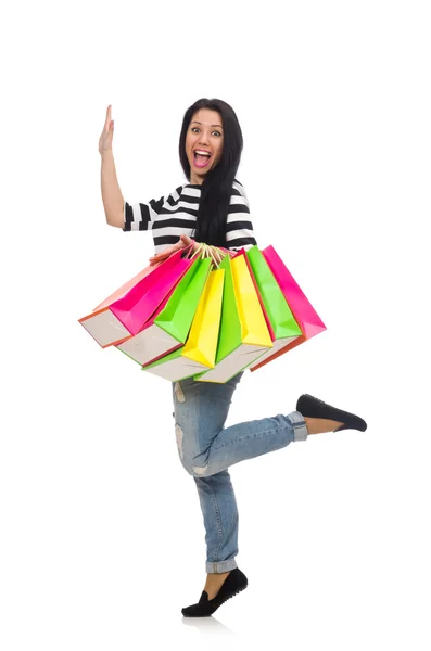 Frau mit Einkaufstüten — Stockfoto