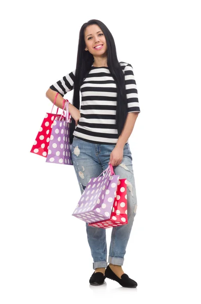 Donna con shopping bags — Foto Stock