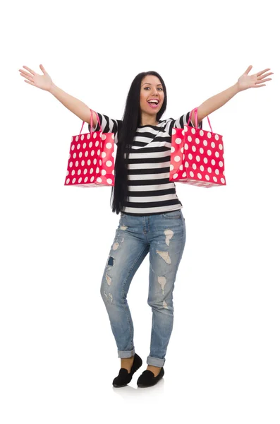 Femme avec sacs à provisions — Photo