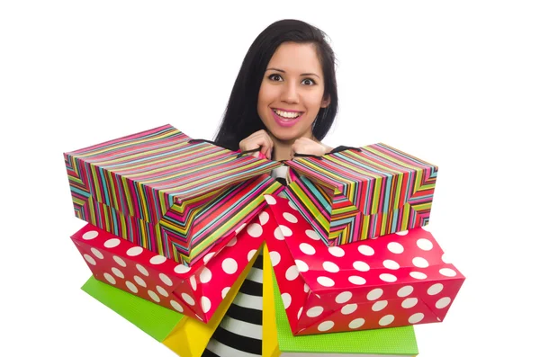 Femme avec sacs à provisions — Photo