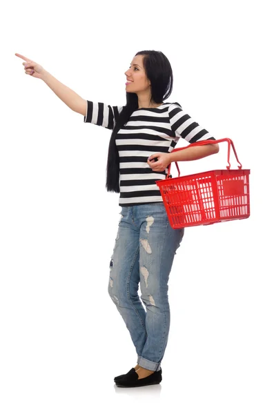 Woman with shopping cart — Stock Photo, Image