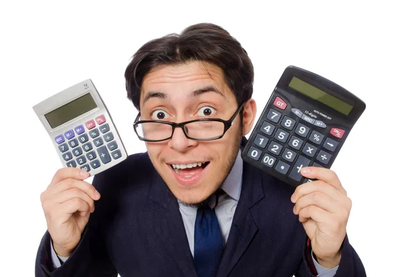 Hombre divertido con calculadora —  Fotos de Stock