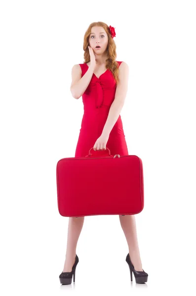 Pretty young girl in red dress — Stock Photo, Image