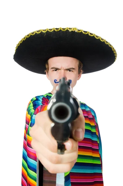 Grappige jonge Mexicaanse met pistool — Stockfoto