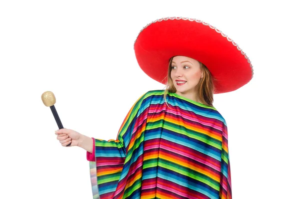 Красива дівчина в мексиканському пончо — стокове фото