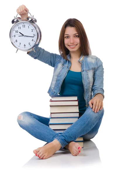 Menina estudante tentando cumprir seus prazos de estudo — Fotografia de Stock