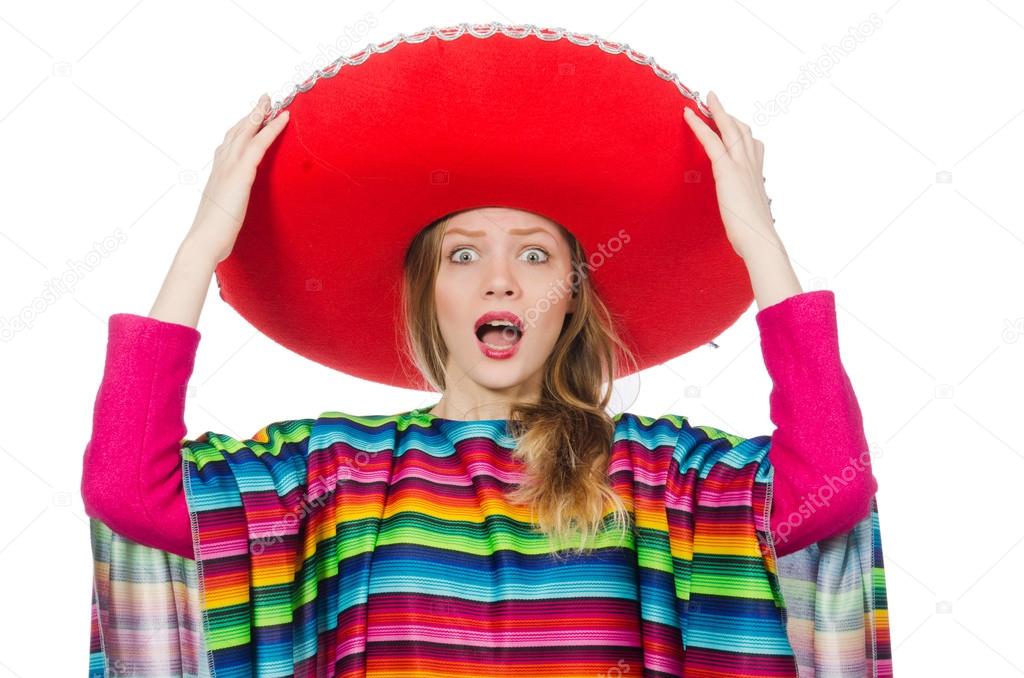 Pretty girl in mexican poncho