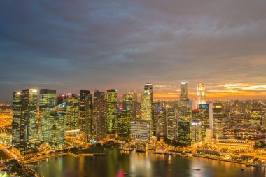 Singapur Panoraması şehir merkezi silueti
