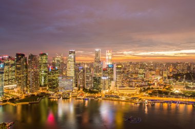 Singapur Panoraması şehir merkezi silueti