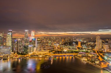 Singapur Panoraması şehir merkezi silueti