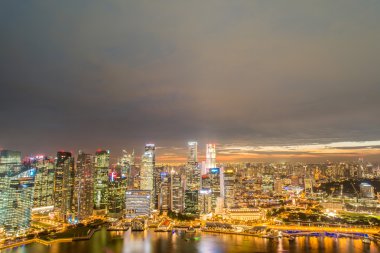 Singapur Panoraması şehir merkezi silueti