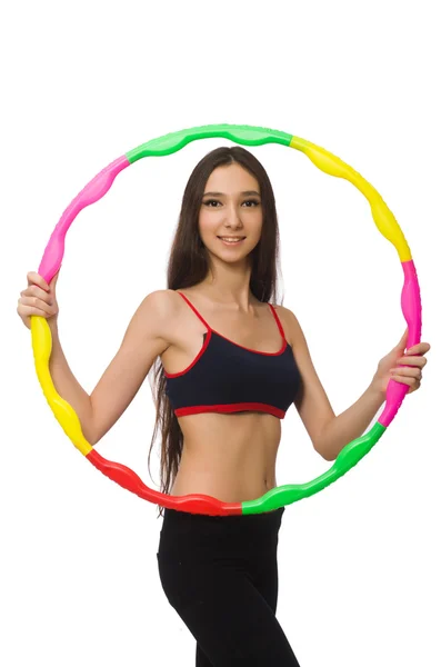 A girl in sport suit with hula hoop — Stock Photo, Image