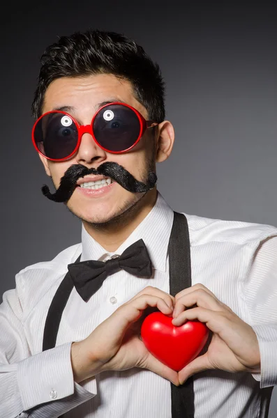 Young man with false moustache — Stock Photo, Image