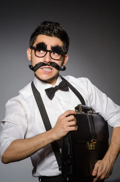 Young man with false moustache — Stock Photo, Image