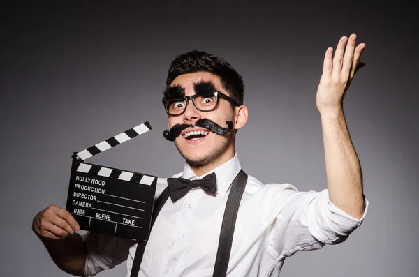 Young man with false moustache — Stock Photo, Image