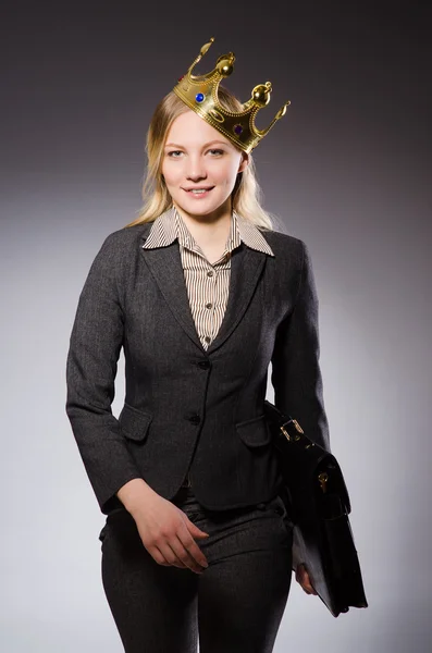 Pretty businesswoman with crown — Stock Photo, Image