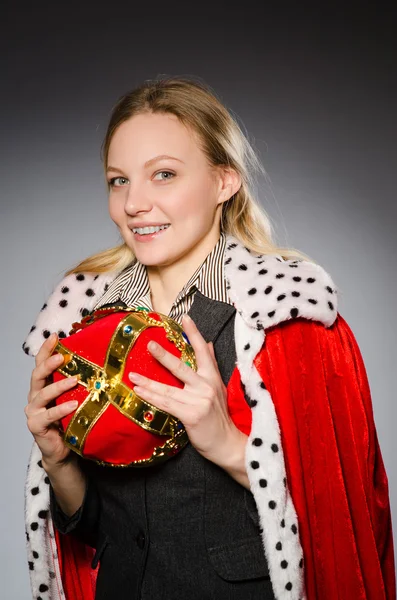 Pretty businesswoman with crown — Stock Photo, Image