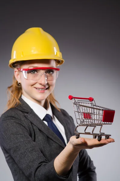 Female engineer with helmet — Stock Photo, Image