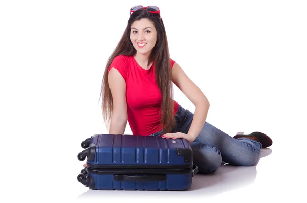 Jovem mulher se preparando para férias de verão — Fotografia de Stock