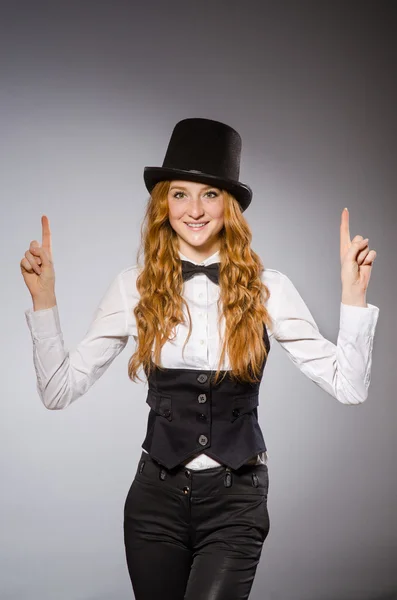 Girl wearing retro hat — Stock Photo, Image