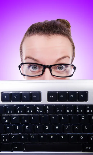 Nerd businessman with  keyboard Stock Image