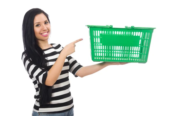 Mulher com carrinho de compras — Fotografia de Stock