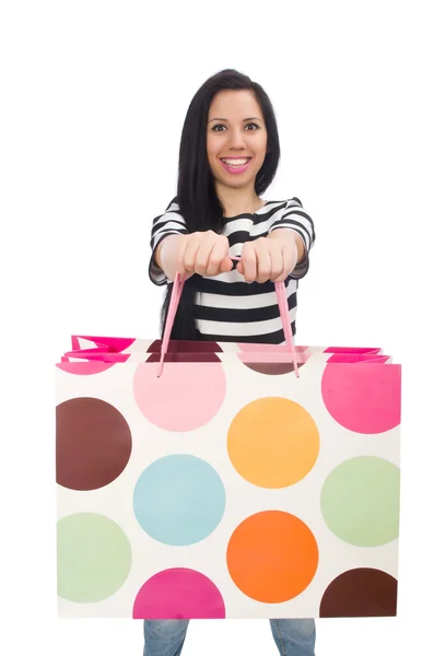 Kvinna med shoppingväskor — Stockfoto