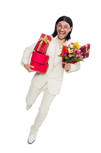 Man met geschenkdoos — Stockfoto