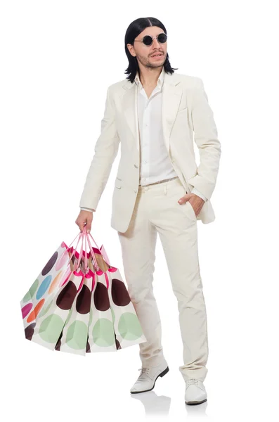 Muž s nákupními taškami — Stock fotografie