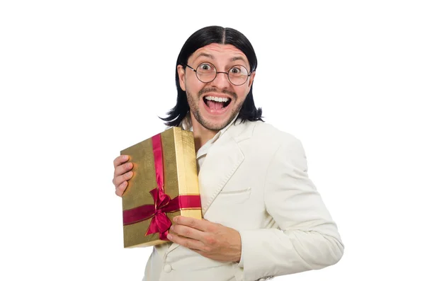 Man met geschenkdoos — Stockfoto