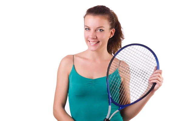 Woman tennis player isolated on white — Stock Photo, Image