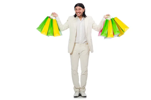 Άντρας με τσάντες για ψώνια — Φωτογραφία Αρχείου