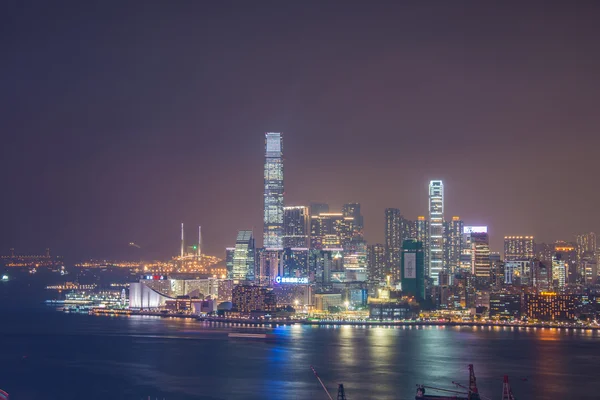 Utsikt över Hongkong under solnedgången timmar — Stockfoto