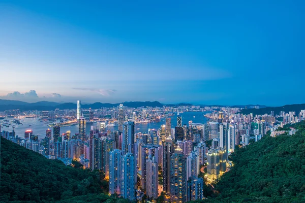 Pohled na Hongkong během západu slunce — Stock fotografie