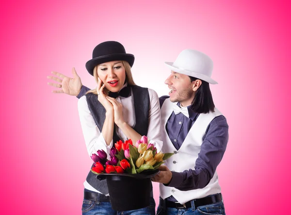 Pair in funny love concept — Stock Photo, Image