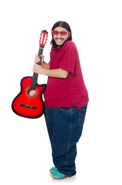 Fat man with guitar — Stock Photo, Image