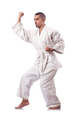 karate avcı üzerinde beyaz izole