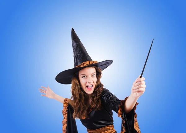 Witch with wand — Stock Photo, Image