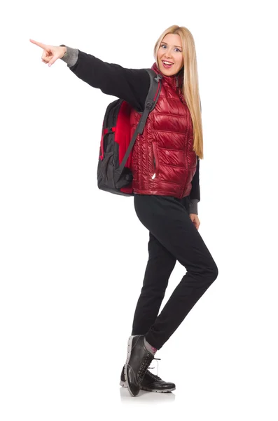 Young woman student with backpack — Stock Photo, Image