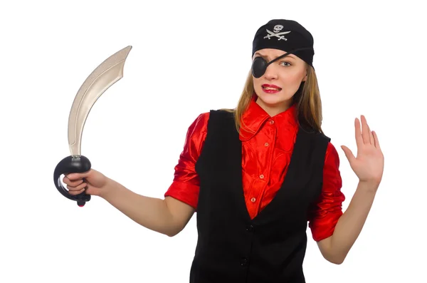 Hübsches Piratenmädchen mit Schwert — Stockfoto