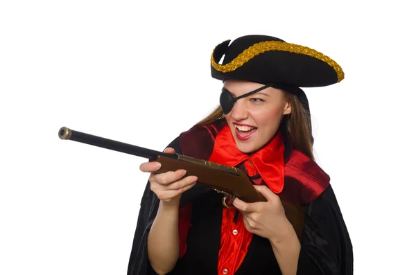 Piratenmädchen mit Waffe — Stockfoto