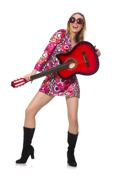 Žena kytarista — Stock fotografie