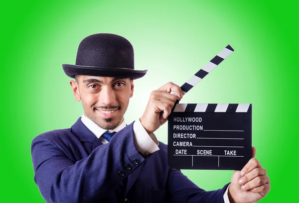 Man with movie clapper — Stock Photo, Image